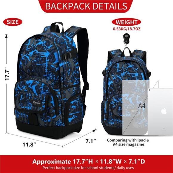"Lightweight School & Travel‎ Backpack with Laptop Compartment for Men & Women" - Picture 3 of 8
